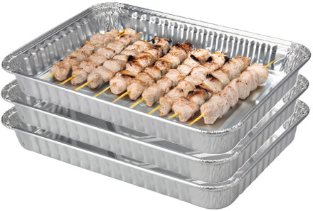 BBQ Collection barbecue grillschalen - Set van 12x stuks - 32 x 23 cm - Vlees grillen - BBQ rooster