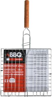 BBQ Collection Barbecue rooster - klem grill - metaal/hout - L21 x B23 x H1 cm - barbecueroosters