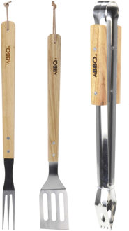 BBQ Collection BBQ/barbecue gereedschap set 3-delig tang, spatel en vork 45 cm
