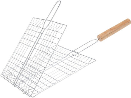 BBQ Collection BBQ/barbecue rooster - klem grill - metaal/hout - 21 x 23 x 1 cm