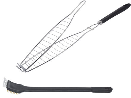 BBQ Collection BBQ/barbecue vis grill klem inclusief schoonmaakborstel