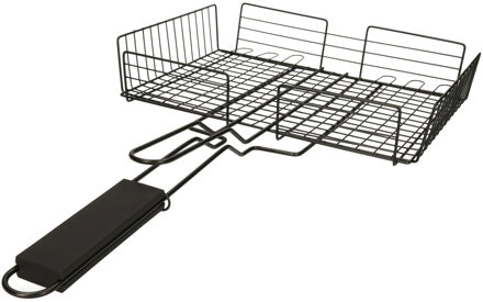 BBQ Collection BBQ Collection/barbecue rooster - grill mand - metaal/hout - 30 x 26 x 6 cm - barbecueroosters