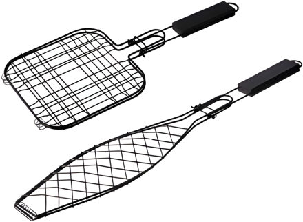 BBQ Collection grillroosters - visgrill - hamburgergrill - staal - antiaanbaklaag - bbq klem