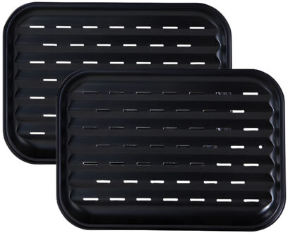 BBQ Collection grillschaal - 2x - staal - 34 x 24 x 2 cm - herbruikbaar - antiaanbaklaag