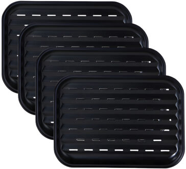 BBQ Collection grillschaal - 4x - staal - 34 x 24 x 2 cm - herbruikbaar - antiaanbaklaag