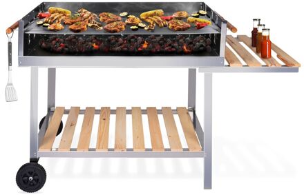 BBQ Collection Houtskoolbarbecue 100x85 cm - RVS barbecue op trolleywagen - buitenkeuken Multikleur