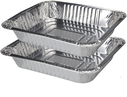 BBQ Collection Set van 4x stuks barbecue bereidingsbakken rechthoek 32 x 26 x 6 cm