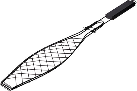 BBQ Collection Visgrill - 58 x 13 cm - zwart - vis barbecue klem - antiaanbaklaag - vis klem