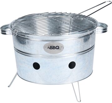 Bbq Draagbare Barbecue Rond - 38x20cm Zilverkleurig