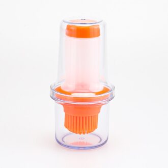 Bbq Draagbare Siliconen Olie Fles Met Borstel Grill Olie Kwasten Liquid Keuken Outdoor Bakken Tools Kookgerei Barbecue Accessoires Oranje
