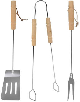 BBQ gereedschap met houten handvat - Barbecuegereedschapset