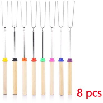 Bbq Grill Accessoires Rvs Bbq Spiesjes Platte Vlees Barbecue Accessoires Gereedschap Stretch Spies Roosteren Vork 8 stk alle kleur