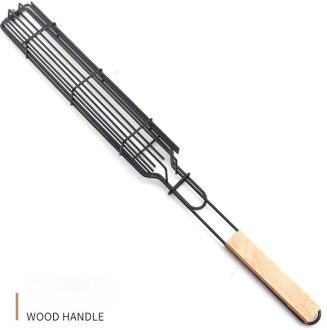 Bbq Grill Mesh Houten Handvat Worst Clip Barbecue Mand Barbecue Clip Grill Manden Barbecue Gereedschap Barbecue Rack primary kleur