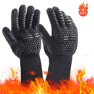 Bbq Handschoenen 1472 °F Hittebestendige Grillen Handschoenen Siliconen Antislip Oven Handschoenen Lange Keuken Handschoenen Barbecue Koken Bakken handschoen zwart