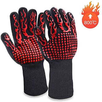 Bbq Handschoenen 800 Graden Warmte-isolatie, Brandwerende, Antislip Siliconen Handschoenen, Barbecue Handschoenen, gebruikt Voor Koken Oven Barbecue A3