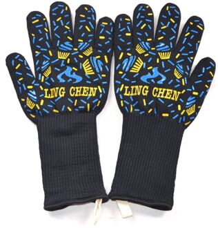 Bbq Handschoenen 800 Graden Warmte-isolatie, Brandwerende, Antislip Siliconen Handschoenen, Barbecue Handschoenen, gebruikt Voor Koken Oven Barbecue A5