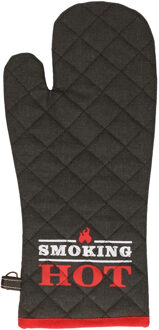 BBQ handschoenen - hittebestendig tot 250 graden - antraciet/rood - katoen - ovenwanten