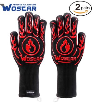 Bbq Handschoenen Hoge Temperatuur Weerstand Mitts Koken Handschoenen 800 Graden Brandwerende Barbecue Warmte Isolatie Magnetron Handschoenen 2 pairs