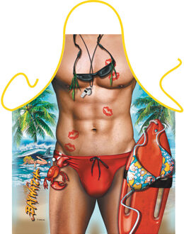 BBQ/Keuken schort - Sexy Baywatch/strandwacht print - carnaval - Cadeau voor mannen - one size