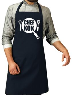 BBQ schort Chef kok navy blauw voor heren - Feestschorten