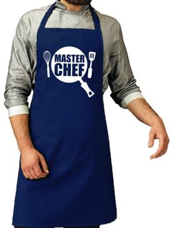 BBQ schort Master chef kobalt blauw voor heren - Feestschorten