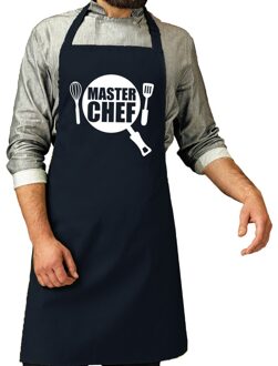 BBQ schort Master chef navy blauw voor heren - Feestschorten