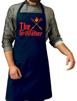 Bbq schort The GrillFather navy blauw voor heren - Feestschorten
