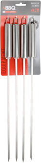 BBQ spiezen - 16x stuks - RVS - 44 cm - vleespennen voor vlees - barbecue accessoires