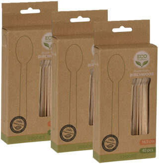 BBQ/verjaardag/camping bestek - lepels - 120x - hout - 16 cm - eco friendly/composteerbaar - wegwerp