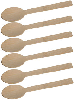 BBQ/verjaardag/camping bestek - lepels - 18x - bamboe - 17 cm - wegwerp Bruin