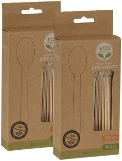 BBQ/verjaardag/camping bestek - lepels - 80x - hout - 16 cm - eco friendly/composteerbaar - wegwerp