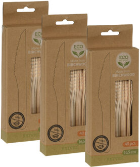 BBQ/verjaardag/camping bestek - messen - 120x - hout - 16 cm - eco friendly/composteerbaar