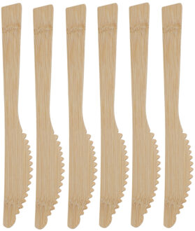 BBQ/verjaardag/camping bestek - messen - 18x - bamboe - 17 cm - wegwerp Bruin