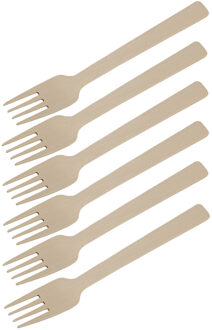BBQ/verjaardag/camping bestek - vorken - 18x - bamboe - 17 cm - wegwerp Bruin