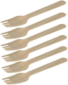 BBQ/verjaardag/camping bestek - vorken - 40x - hout - 16 cm - eco friendly/composteerbaar - wegwerp