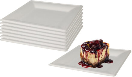 BBQ/Verjaardag feest bordjes - 24x - 1-vaks - wit - D21 cm - suikerrietpulp - composteerbaar