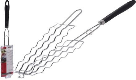 Bbq worstenklem zilver staal barbecue 54 x 10 cm Zilverkleurig
