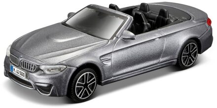 Bburago Modelauto BMW M4 - cabrio - metallic zilver - schaal 1:43 - schaalmodel - speelgoedauto Grijs