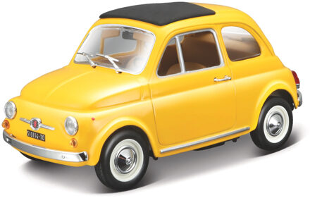 Bburago Modelauto Fiat 500 F - 1965 - geel - schaal 1:24 - speelgoedauto