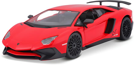 Bburago Modelauto - Lamborghini Aventador - rood - 22 x 11 x 7 cm - speelgoedauto