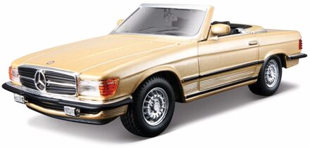 Bburago Modelauto - Mercedes 450 SL cabrio - creme - schaal 1:32 - speelgoedauto Goudkleurig