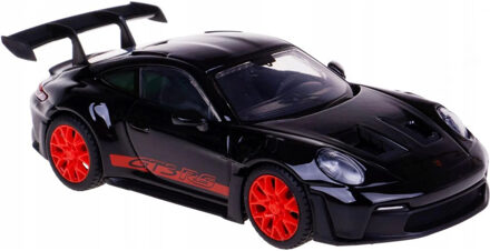 Bburago Modelauto - Porsche 911 - zwart/rood - 10 x 4,5 cm