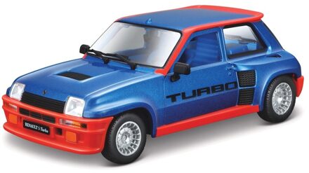 Bburago Modelauto Renault 5 Turbo - blauw/rood - schaal 1:24 - schaalmodel - speelgoedauto Multi