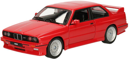 Bburago Modelauto/speelgoedauto BMW M3 1988 schaal 1:24/17 x 7 x 5 cm - Speelgoed auto's Rood