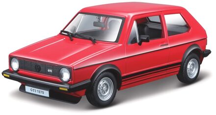 Bburago Modelauto/speelgoedauto Volkswagen Golf MK1 - rood - 15 cm - schaal 1:24
