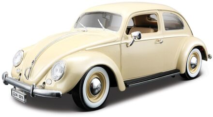 Bburago Modelauto Volkswagen Kever - creme - 1955 - schaal 1:18 - schaalmodel auto - speelgoedauto