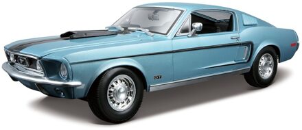 Bburago Schaalmodel Ford Mustang GT Cobra 1968 blauw 24 cm