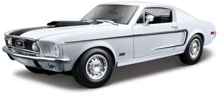 Bburago Schaalmodel Ford Mustang GT Cobra 1968 wit 24 cm