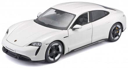 Bburago Speelgoedauto Porsche Taycan wit 1:24/20 x 8 x 6 cm - Speelgoed auto's