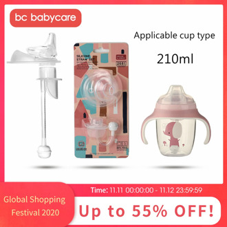 BC Babycare 210ml Baby Bottle Straw Accessories BPA Free Kids Water Feeding Soft Silicone Sippy Cup Straw Accessories